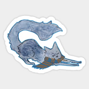 Black cat blue and bronze Sticker